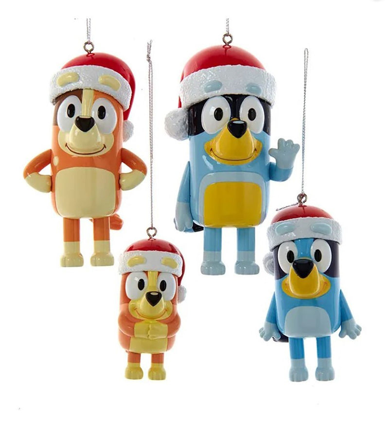 Bluey, Bingo, Bandit and Chilli and Family Ornaments, 4-Piece Set