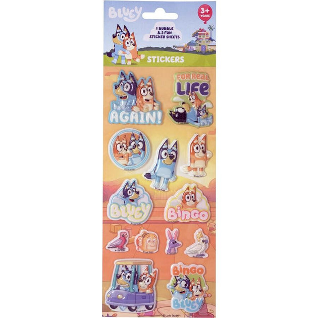 35+ Bluey Sticker Play set. 1 Puffy Sticker Sheet & 2 Play Scenes