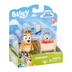 Bluey 2 Figure Pack With Chilli And Baby Bluey With Cradle Accessory