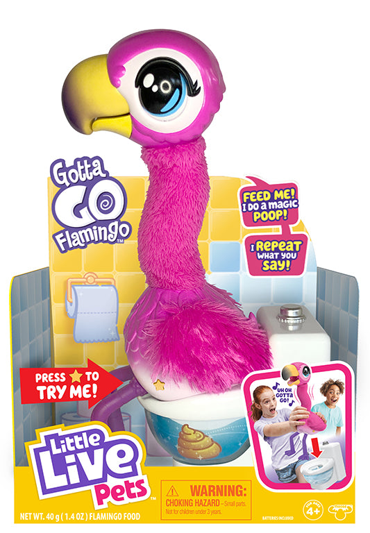 Little Live Pets Gotta Go Flamingo | Interactive Plush Toy that Eats, Sings, Dances, Poops and Talks. Ages 4+