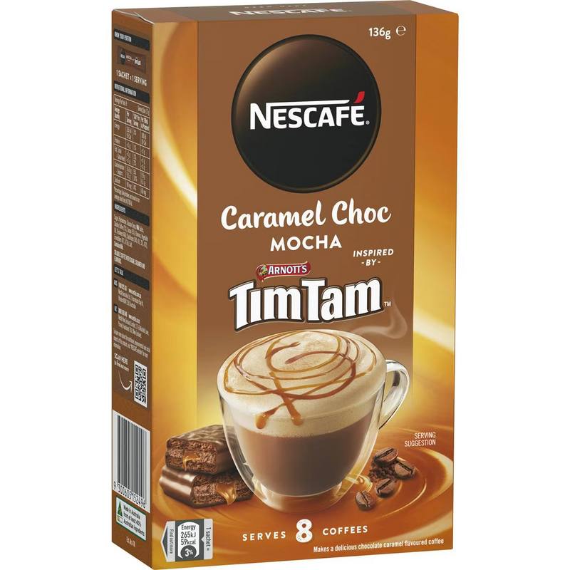 Nescafe Caramel Choc Mocha Tim Tam Coffee Sachets 8 Pack 136g