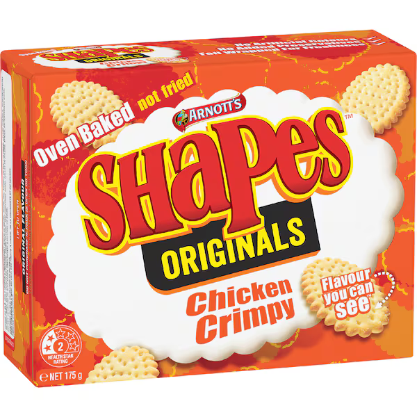 Arnott's Shapes Crackers Biscuits Chicken Crimpy 175g