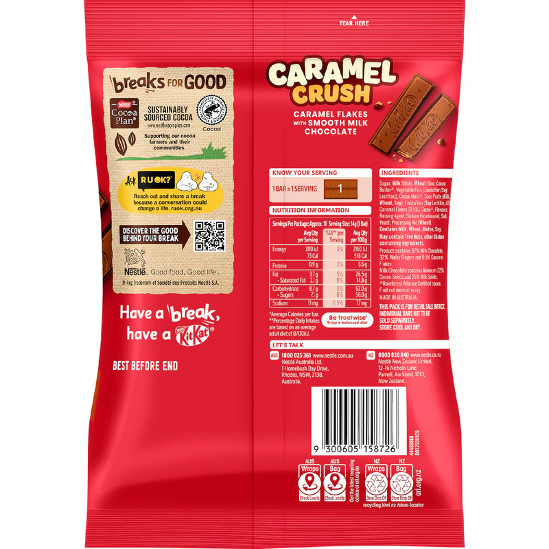Nestle Kit Kat Caramel Crush Mini Chocolate Bars 11 Pack 154g