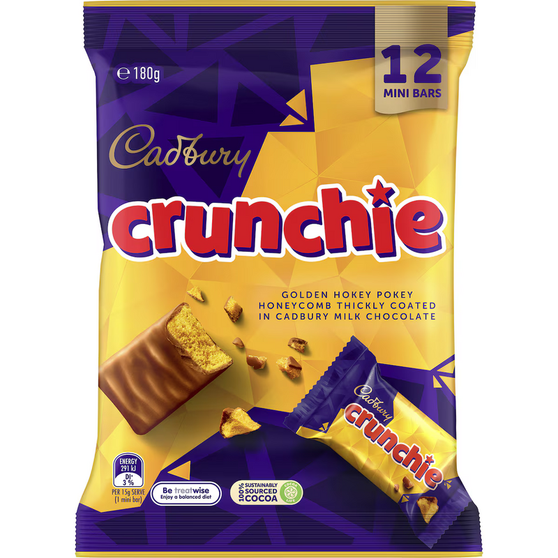 Cadbury Crunchie Chocolate Sharepack 12 Pack 180g
