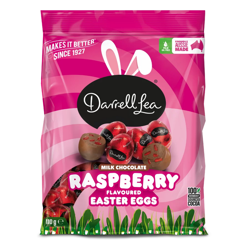 Darrell Lea Milk Chocolate Raspberry Flavoured Easter Eggs 110g