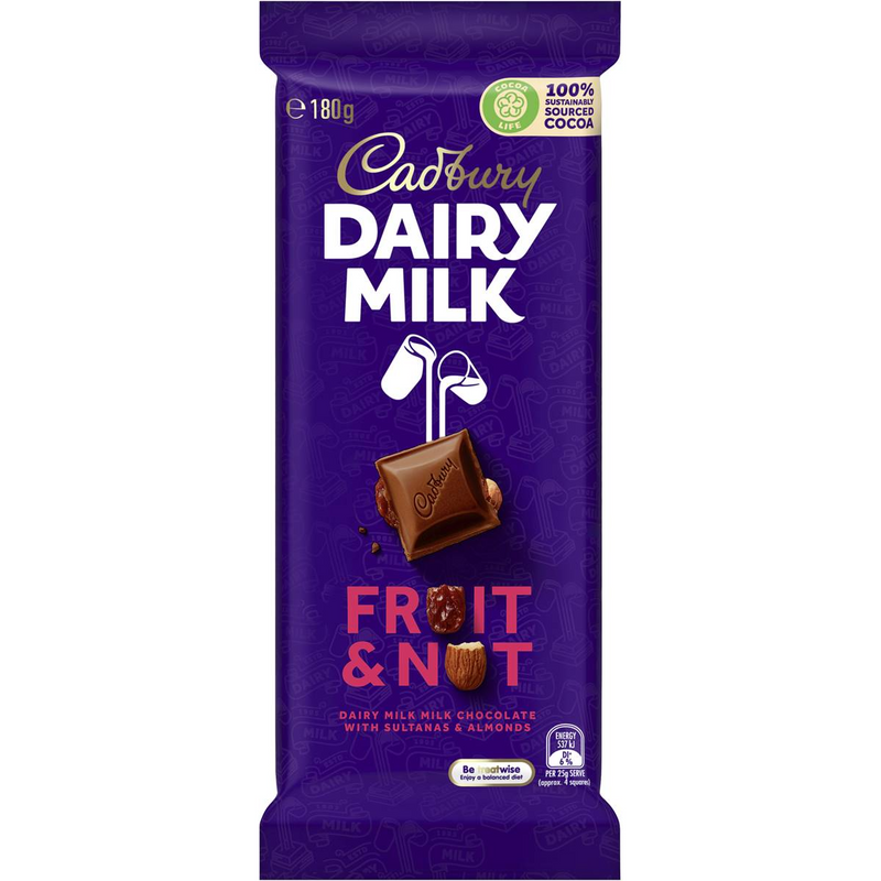 BB: 12/23 - Cadbury Dairy Milk Fruit & Nut 180g