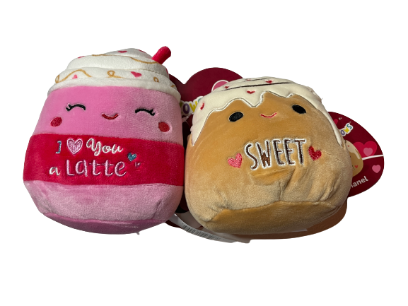 Squishmallows Chanel the Cinnamon Roll 5" and Beata the Latte 5" Stuffed Plush Valentines Bundle