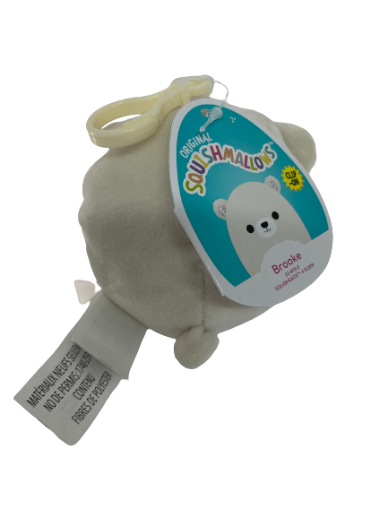 Official Kellytoy Squishmallow Brooke the Polar Bear 3.5" Clip on Stuffed Plush for Kids