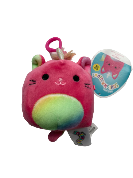 Official Kelytoy Squishmallows Lizette the Caticorn 3.5" Clip on Stuffed Plush for Kids